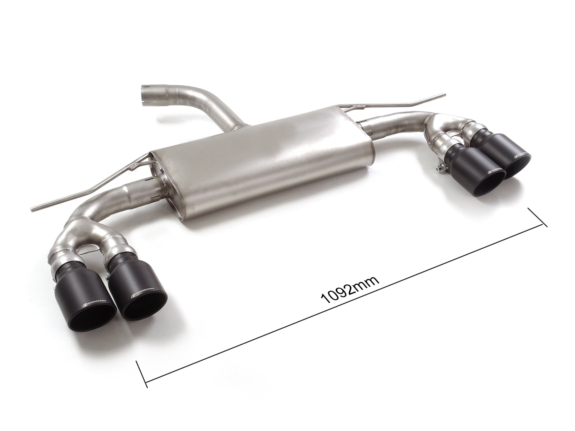 Scarico Sportivo Posteriore Omologato Ragazzon inox Terminali Sdoppiati Black per AUDI A3 8Y ( 2020 >> )