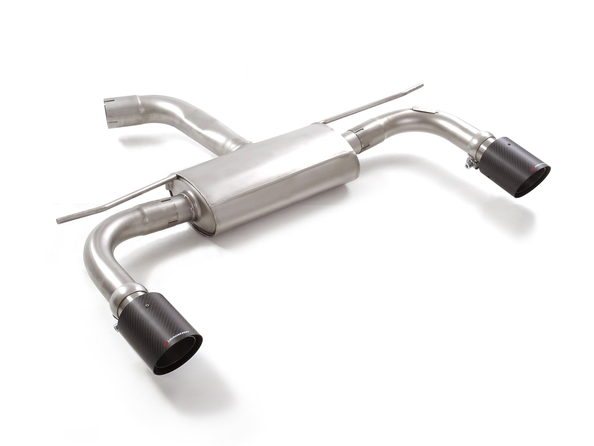 Scarico Sportivo Posteriore Silenziato Ragazzon inox 70mm Terminali Carbon Shot per VOLKSWAGEN GOLF MK8 ( 2020 >> )
